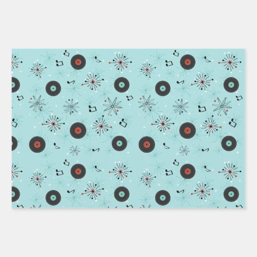 1950s Retro Music Records ラッピングペーパーシート (正面)