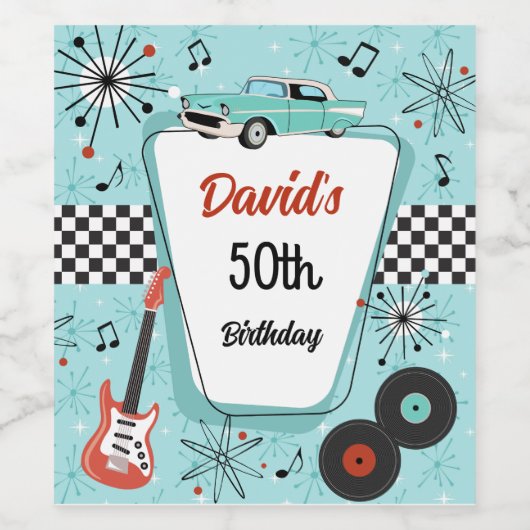 1950's Retro Party ワインラベル (シングルラベル)