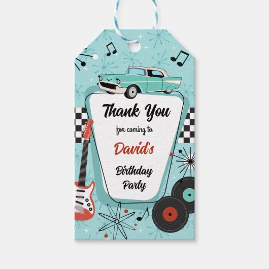 1950's Retro Party Thank You ギフトタグ (正面)