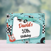 1950's Retro Red & Blue Birthday Party  アクリルサイン (ニュートラル)