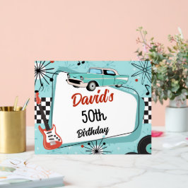 1950's Retro Red & Blue Birthday Party  アクリルサイン