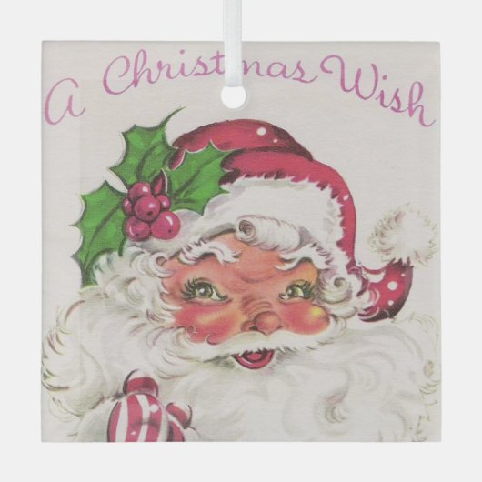 1950s Retro Vintage Christmas Santa ガラスオーナメント (正面)