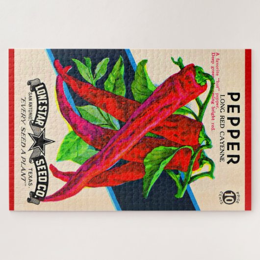 1950s seed packet cayenne pepper print ジグソーパズル (横)