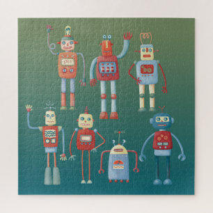 1950s Style Cute Retro Fun Robots ジグソーパズル
