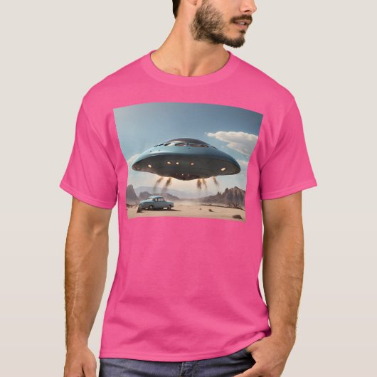 1950S Ufoの車のクラシックキャンバスプリントこのページから Tシャツ (正面)