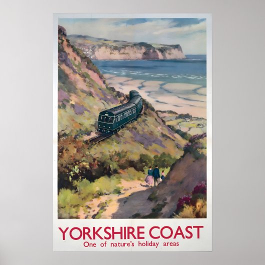 1950s Yorkshire Coast Travel Poster Vintage ポスター (正面)