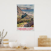 1950s Yorkshire Coast Travel Poster Vintage ポスター (キッチン)