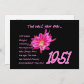 1951年の誕生年のヒットソングの誕生会 招待状 (正面/裏面)