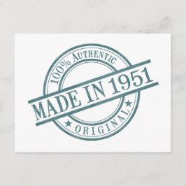 1951年生まれ 丸型ゴム印ロゴ ポストカード