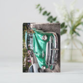 1951年頃のシボレー、緑のデラックスステーションワゴン ポストカード (スタンド正面)