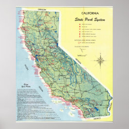 1951年 カリフォルニアの詳細地図 ヴィンテージ ポスター