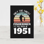 1951生まれ年に漁師が70誕生日魚釣り贈呈 カード (黄色い花)