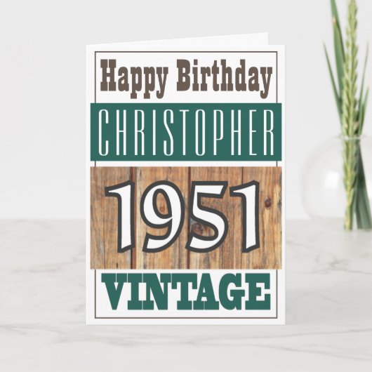 1951生まれ年のグリーティングカード カード (正面)