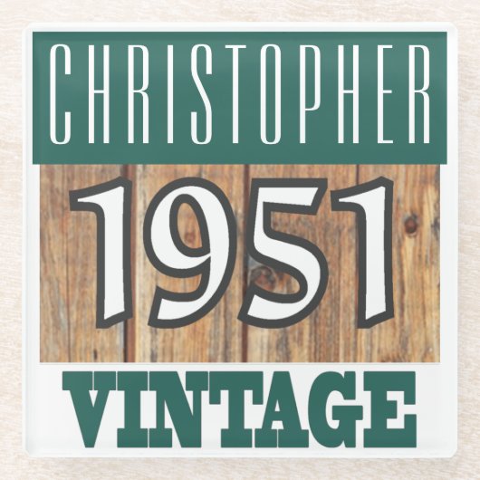 1951生まれ年のヴィンテージ ガラスコースター (正面)