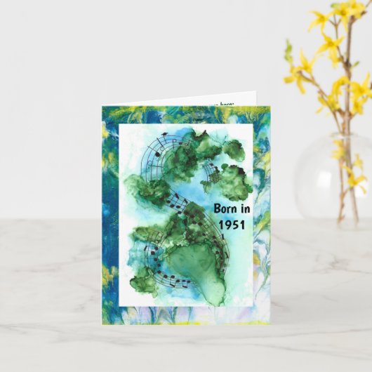 1951生まれ年の誕生日おもしろい事実 カード (黄色い花)