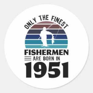 1951生まれ年漁民70誕生日魚釣り贈答品 ラウンドシール