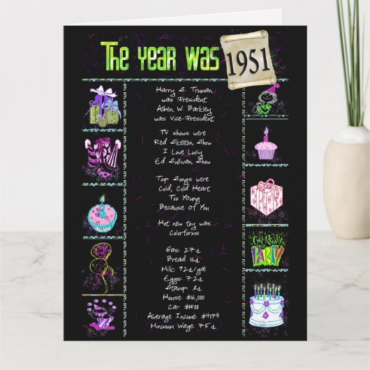 1951誕生日おもしろいファクトカード カード (正面)
