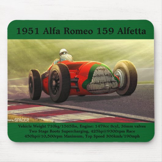 1951 Alfa Romeo 159 Alfettaマウスパッド マウスパッド (正面)
