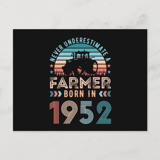 1952年生まれの農家 70歳誕生日 農業ギフト レトロ ポストカード (正面)