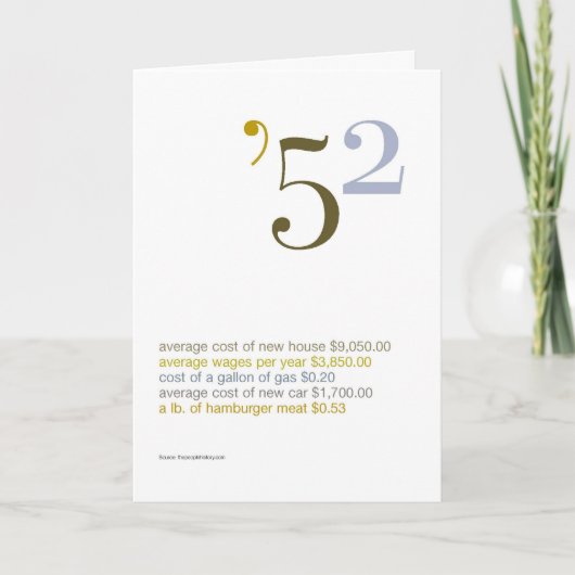 1952年誕生日おもしろい事実 カード (正面)