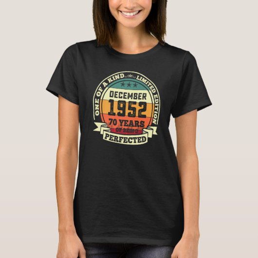 1952年12月70誕生日70年ごと Tシャツ (正面)