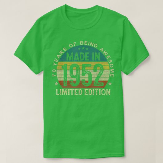 1952年70歳70誕生日Gifで作られたヴィンテージ Tシャツ (デザイン正面)