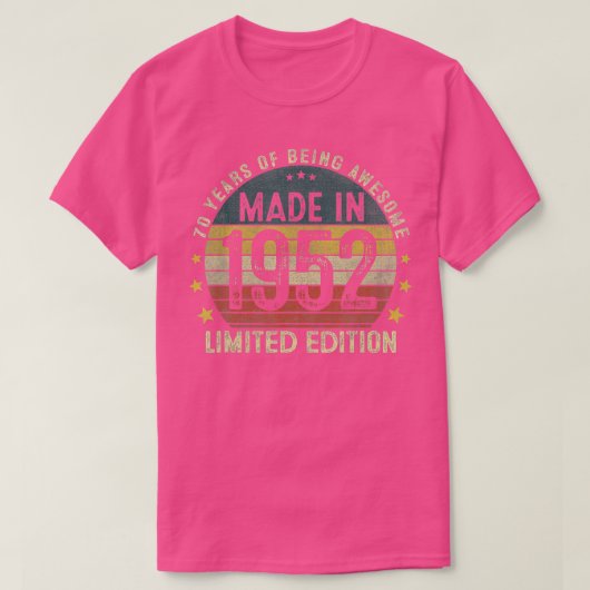 1952年70歳70誕生日Gifで作られたヴィンテージ Tシャツ (デザイン正面)