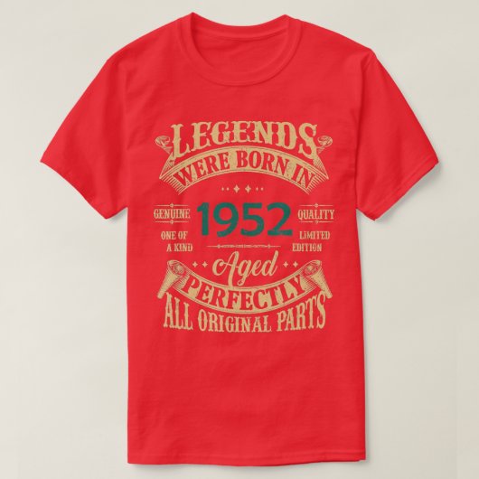 1952年70番目の誕生日生まれヴィンテージレジェンズ Tシャツ (デザイン正面)