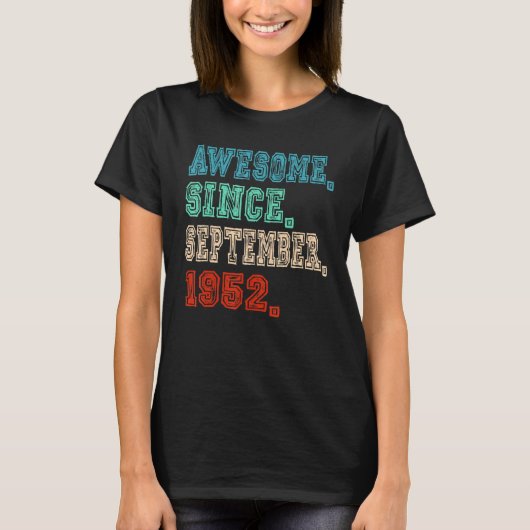 1952年9月素晴らし70年誕生日 Tシャツ (正面)