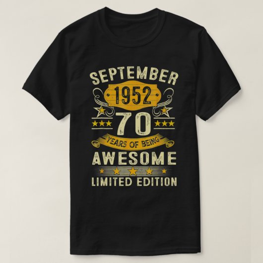 1952年9月限定版70誕生日70アイ Tシャツ (デザイン正面)
