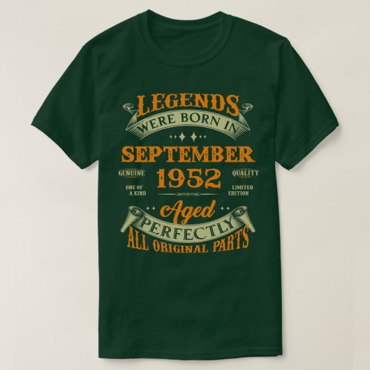 1952年9月71日誕生日ギフト生まれスレジェンズ Tシャツ (デザイン正面)