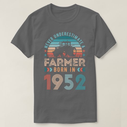 1952生まれ年の農家農業ギフト70誕生日 Tシャツ (デザイン正面)