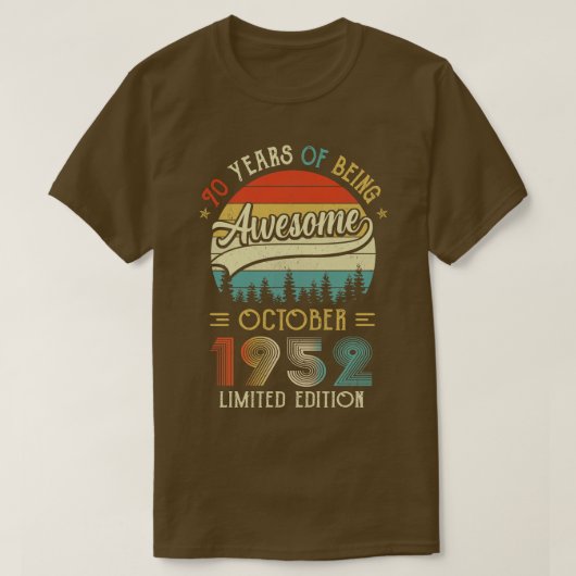 1952生まれ年10月70誕生日1952年70Ye製 Tシャツ (デザイン正面)
