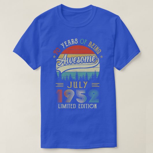 1952生まれ年7月70日誕生日1952年70年製 Tシャツ (デザイン正面)