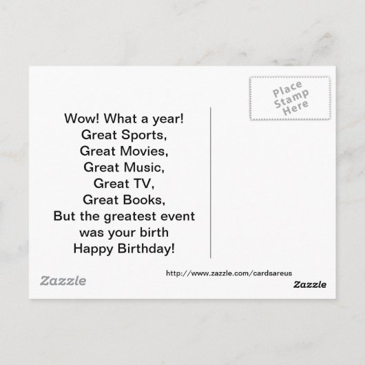 1952素晴らしイベント誕生日 ポストカード (裏面)