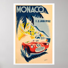 1952 Monaco Grand Prix Vintage Racing Poster ポスター