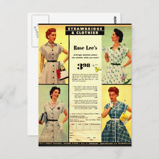 1953いちご&クロジエドレスセール広告 ポストカード (正面/裏面)