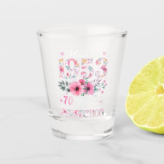 1953年に作られた70歳フローラ70誕生日ギフト ショットグラス (正面)