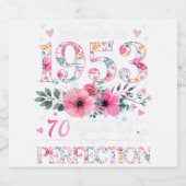 1953年に作られた70歳フローラ70誕生日ギフト スパークリングワインラベル (シングルラベル)