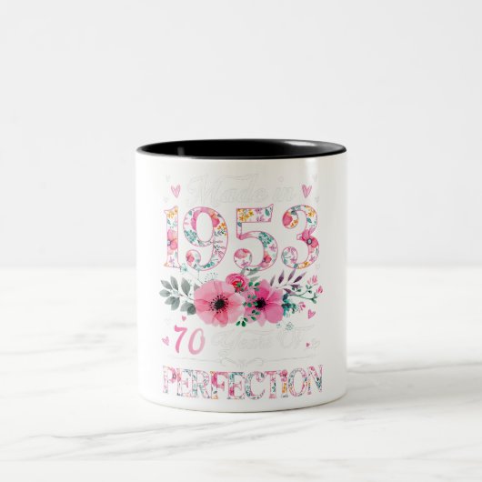 1953年に作られた70歳フローラ70誕生日ギフト ツートーンマグカップ (中央)
