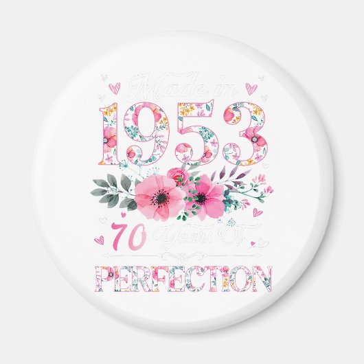 1953年に作られた70歳フローラ70誕生日ギフト マグネット (正面)