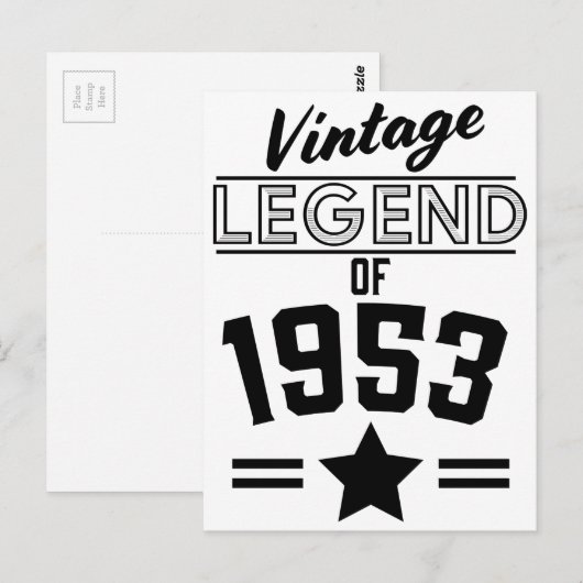 1953年のヴィンテージ伝説 ポストカード (正面/裏面)