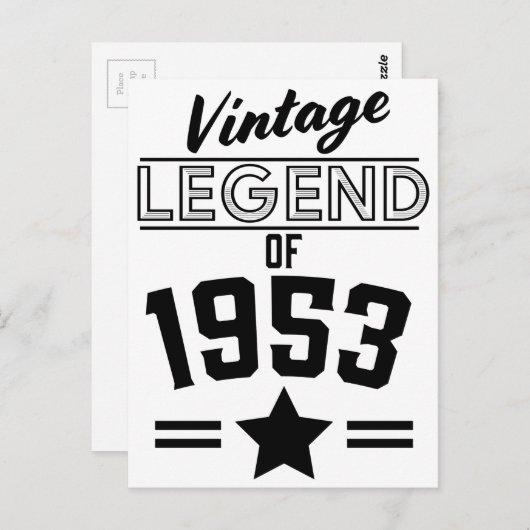 1953年のヴィンテージ レジェンド ポストカード (正面/裏面)