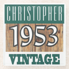 1953年の名前のヴィンテージガラスコースター ガラスコースター