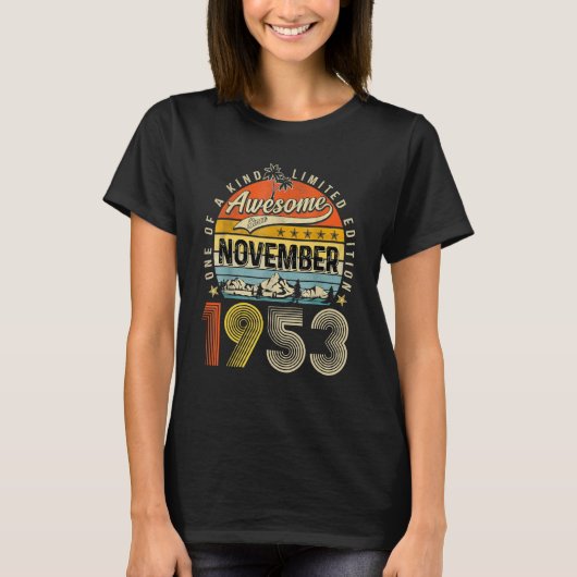 1953年11素晴らし月以来70番目の誕生日 Tシャツ (正面)
