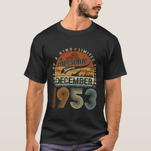 1953年12月ヴィンテージ70歳レトロ70誕生 Tシャツ (正面)