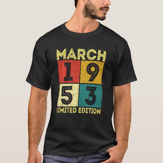 1953年3月68動揺して日誕生日レトロ68年 Tシャツ (正面)