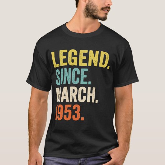 1953年3月70日の誕生日から70歳の伝説 Tシャツ (正面)