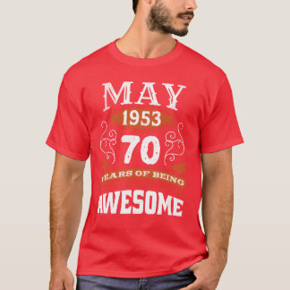 1953年5月生まれ ビンテージ 70歳の誕生日 おめでとう 友達 Tシャツ