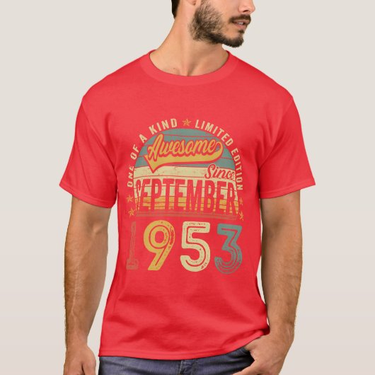 1953年9月生まれのレトロな○歳 Tシャツ (正面)
